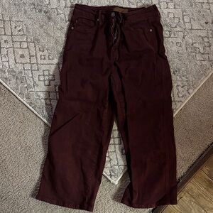 Judy Blue Women’s Deep Burgundy Wide Leg Cropped Pants